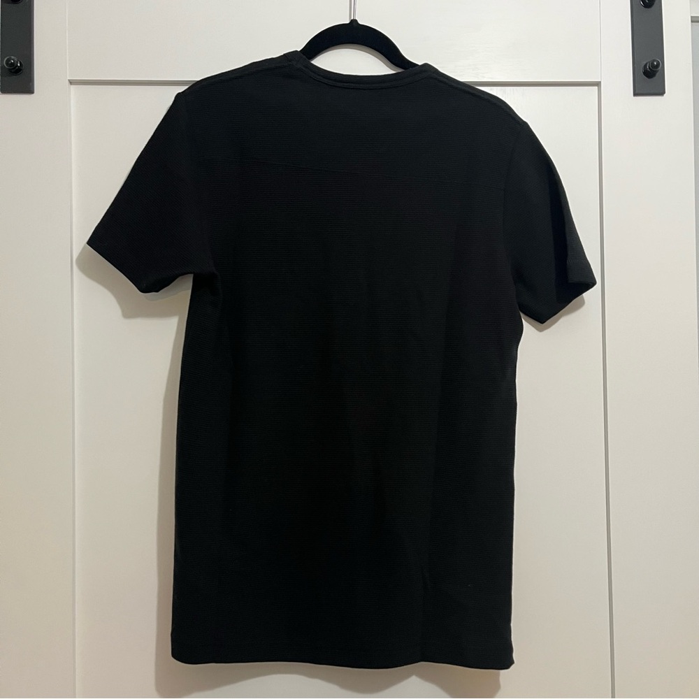 French Connection Black Ribbed Short Sleeve Crew Neck Shirt Mens Small - Picture 8 of 11